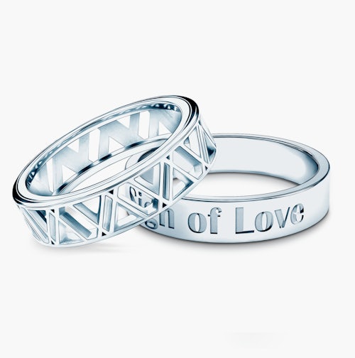 Obrączki partnerskie Sign of Love®: białe złoto, płaska 5,5mm i płaska 4mm
